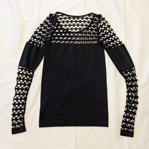 Venus Sexy Stretch Netted Black Top